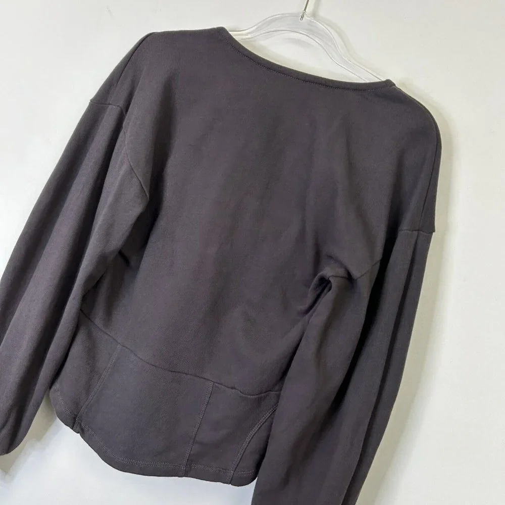 Anthropologie Maeve Puff Sleeve Sweatshirt Womens Size Large Gray - Picture 7 of 10